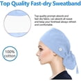 thumbnail image 5 of Scrub Cap for Women, Ponytail Pouch, Cotton Surgical Hat, Sweatband, Adjustable Tie Back Nurse Working Cap, Button Light blue Free size, 5 of 6
