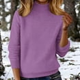 thumbnail image 2 of biudgviw Turtleneck Tops for Women Classic Fit Long Sleeve Sweaters Comfortable Loose Fit Knit Pullover Fall Winter Clothes(Purple,X-Large), 2 of 5