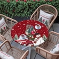 thumbnail image 4 of Round Table Cloth with Elastic Fitted Edged, Xmas Tree Truck Winter Snowman Waterproof Tablecloth for 45"-54" Tables Reindeer White Snow on Red Wipeable Indoor Table Cover for Kitchen Picnic Camping, 4 of 9