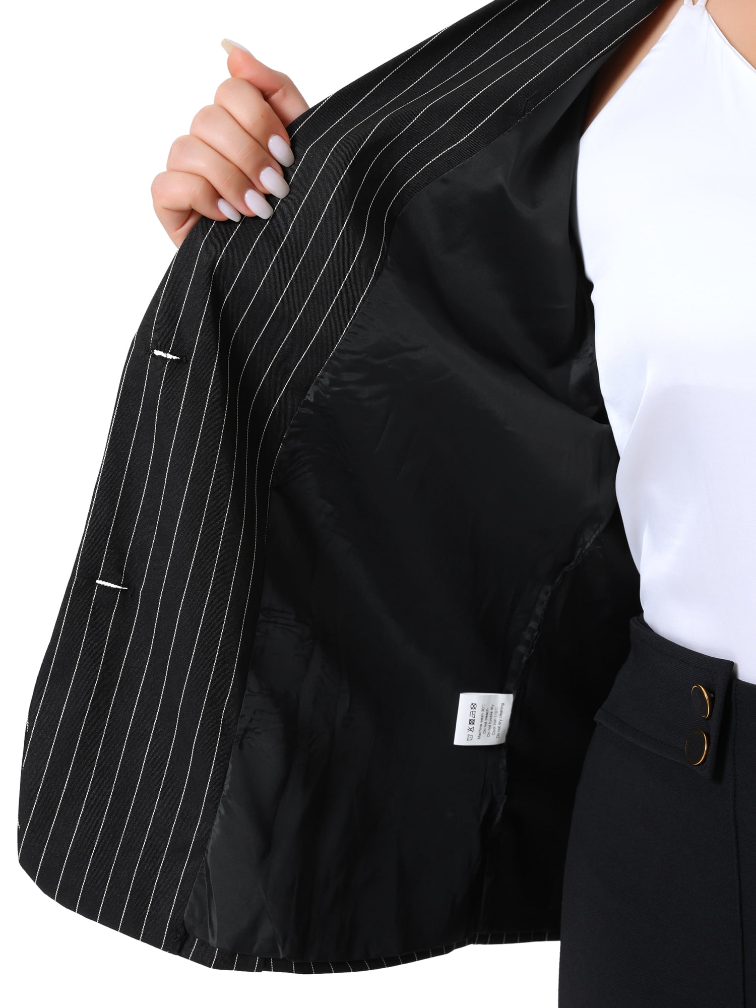 DARING DIVA Women's Plus Size Sleeveless Lapel V Neck Stripes Vest 3X Black