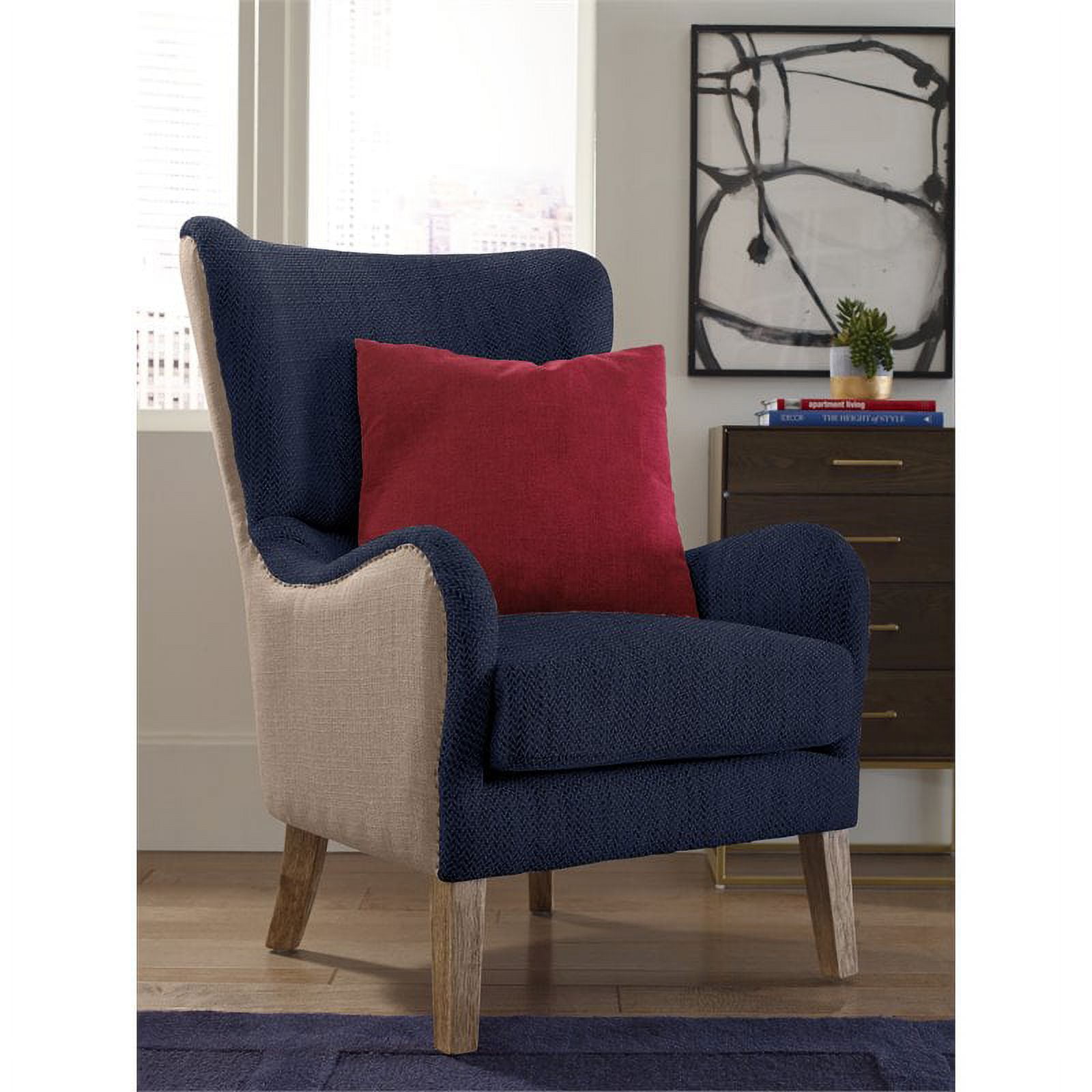 Tommy Hilfiger Warner Wingback Chair Two Toned Brown and Navy