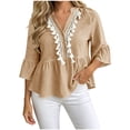 thumbnail image 2 of Neewe Women Classic Plain Fashion V-Neck 3/4 Sleeve Tops Casual Loose Basic T Shirt Daily Outfits, 2 of 6