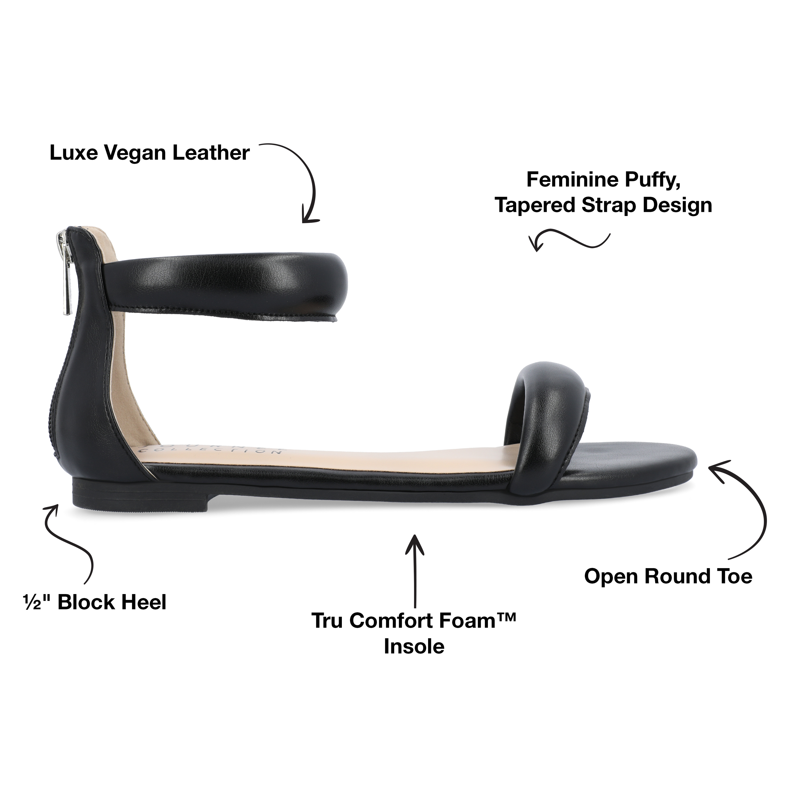 Journee Collection Womens Peytonn Back Heel Zip Ankle Strap Sandals