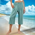 thumbnail image 5 of Horkkom Capri Pants for Women High Waisted Wide Leg Pants Pull On Loose Flowy Cropped Pants Casual Ruched Elastic Waist Yoga Pants, 5 of 9