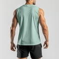 thumbnail image 4 of Domuza Men's Tank Top Athletic Workout Moisture Wicking Sleeveless T Shirts Summer Lightweight Casual Solid Crew Neck Running Beach Tees Mint Green S, 4 of 4