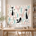 thumbnail image 5 of Three Stylized Black Cats with Pastel Leaves and Starbursts on White, Whimsical Retro for Cat Lovers, Graphic Wall Art Decor, Housewarming Gift, Tapestry Wall Hanging for Bedroom and Living Room, 5 of 7