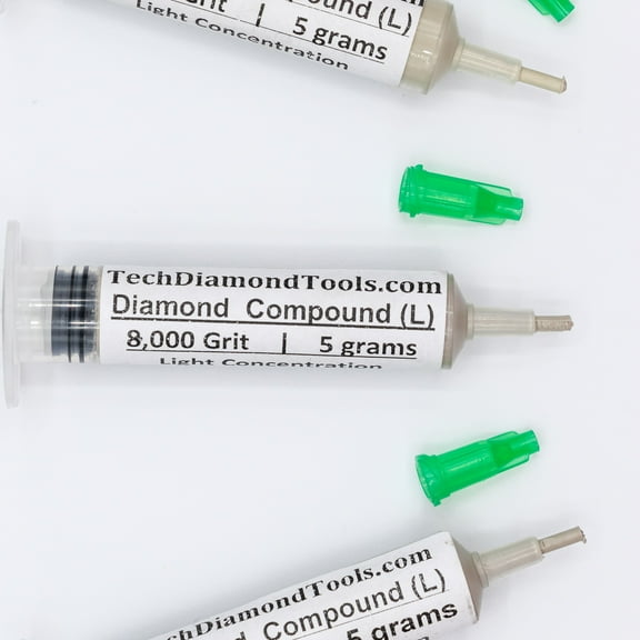 TechDiamondTools Diamond Polish Paste Set of 3 Syringes X 5 Grams (L), Polish Lapping Compound, Sizes 2000 4000 8000 Grit, Mesh - With Light(10%) Concentration of Diamond Powders