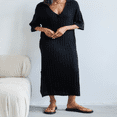 thumbnail image 3 of Élégant V Cou Solide Fente Été Tricot Robe pour les Femmes, 3 of 9