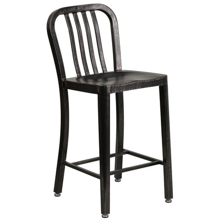 Patio Homes Lancaster Ny Lancaster Home 24'' High Metal Indoor-Outdoor Counter Height Stool with Vertical Slat Back ()