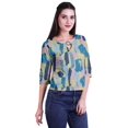 thumbnail image 2 of Moomaya Printed Keyhole Neck Ring Top Casual 3/4th Sleeve Tees Tank Tunic Top, 2 of 5