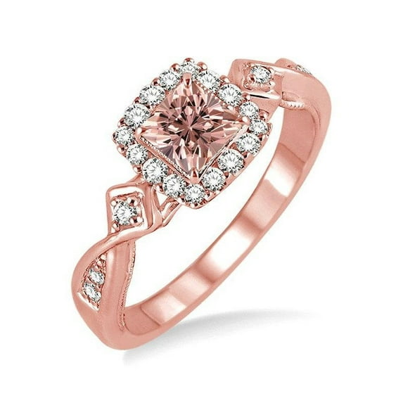 Perfect 1.50 Carat Morganite and Diamond Engagement Ring for Her in 14k Rose Gold affordable morganite & diamond engagement ring