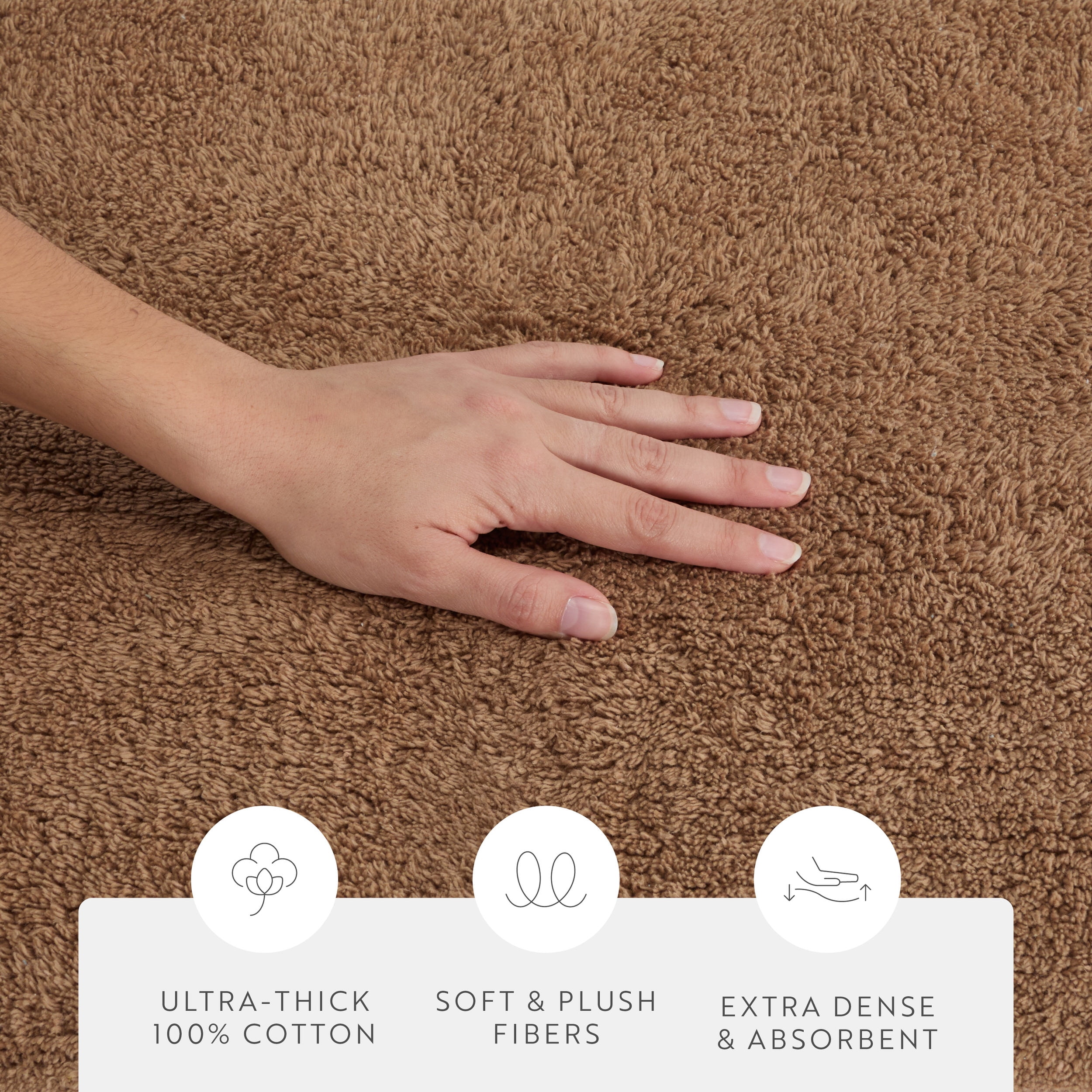 100% Cotton Reversible Solid Bath Mat by Comfort Canopy, Mocha, 24" x 17"