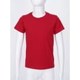 thumbnail image 3 of TSSOE Boys Solid Color Short Sleeve T-shirt Kids Summer Casual Crewneck Tee Tops for Outdoor Playwear Red 100, 3 of 7