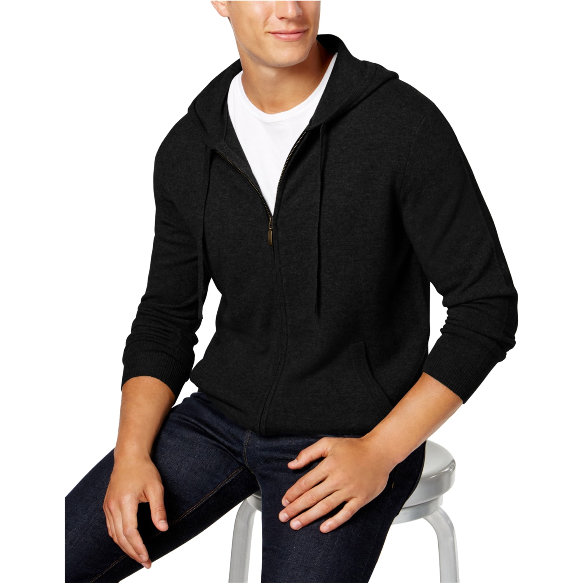 men's hooded knit cardigan