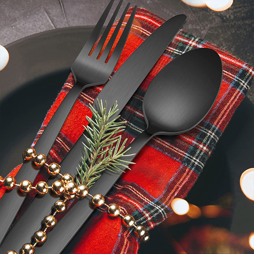 Vesteel 40-Piece Matte Black Stainless Steel Flatware Set photo 3