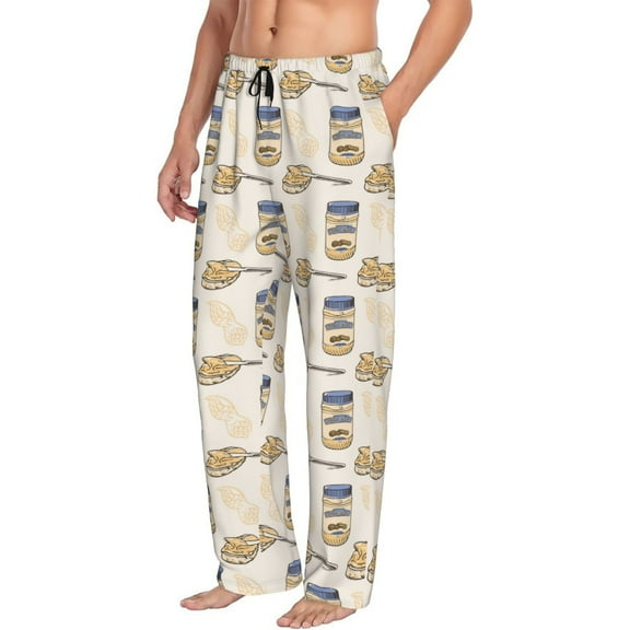 Picia Peanuts Mens Soft Woven Cotton Elastic Waistband Sleep Pajama Pant Lounge Sleep Pant With Pockets And Drawstring-Small