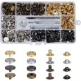 thumbnail image 1 of 120 juegos de botones a presión de cuero, kit de botones a presión de metal con 4 herramientas de fijación para ropa, manualidades de cuero, carteras (4 colores), 1 of 5