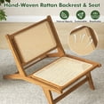 thumbnail image 6 of Spaco Teak Wooden Chair with Handwoven Rattan Seat and Backrest, Chair with Ergonomic Reclining Design, Wooden Chair for Outdoor as Garden, Patio, Natural, 6 of 8