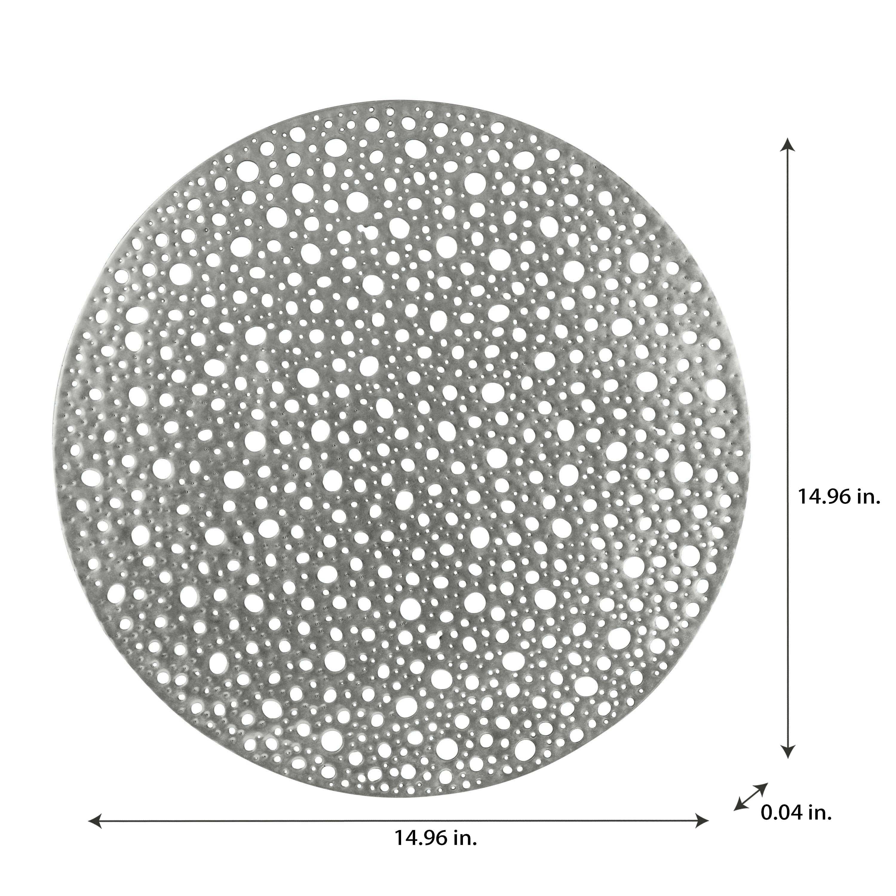 Home Details Set of Four Round Moon Laser Cut Table Place Mat, Silver