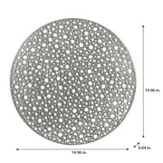 Home Details Set of Four Round Moon Laser Cut Table Place Mat, Silver