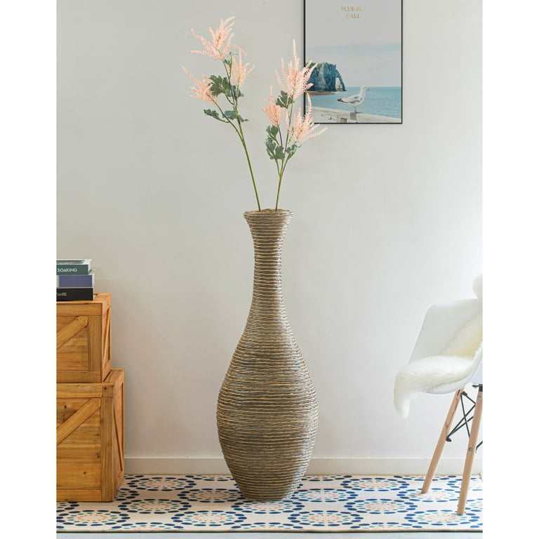 Tall floor vase, 38-Inch-Tall Floor Vase, Artificial Rattan Floor Vase  Beige, extra-large floor vases, living room 