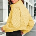 thumbnail image 7 of Staron Women's Plaid Jacket Zip High Neck Long Sleeve Casual Lightweight Soft Loose Coat Yellow XL, 7 of 7