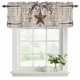 thumbnail image 2 of 2 Panels Texas Star Vintage Valance for Windows, Brown Retro Berry Beige Wooden Light Filtering Kitchen Curtains, Rod Pocket Window Treatment Curtain Valances for Living Room Bedroom, 60"x18", 2 of 9