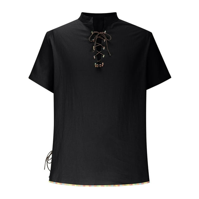 pstuiky camisetas de hombre, Camisa de estilo hippie para hombre, de manga corta, estilo playero, informal, con cuello levantado y cuello vuelto. camisas casuales para hombre s