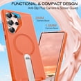 thumbnail image 2 of ExoGuard for Samsung Galaxy S25 Ultra Case, Adjustable Metal Kickstand, Soft Skin-Friendly Silicone Cover, Anti-Scratch Microfiber Lining - Orange, 2 of 7