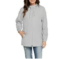 thumbnail image 2 of Admvng Rain Coats for Women Solid Color Rain Jacket Outdoor Hooded Windproof Loose with Pocket Coat S-3XL, 2 of 9