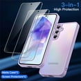 thumbnail image 3 of JETech 3 in 1 Matte Case for Samsung Galaxy A55 5G with 2-Pack Tempered Glass Screen Protector, Translucent Frosted Shockproof Phone Cover with Camera Protection (Lilac), 3 of 6