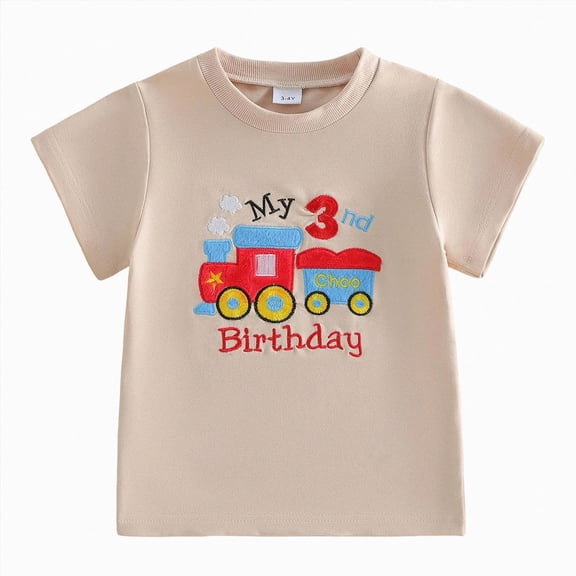 Splozh Toddler Clothes 1T 2T 3T 4T Summer Crewneck Cotton Graphic Tees Short Sleeve Shirts for Boys Toddler Clothes Toddler Boys Clothes,Coffee,1-2 Years