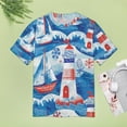 thumbnail image 4 of Lighthouse Sailboats Ocean Waves-4 Women's Short Sleeve Tops Casual Blouses T Shirt, 4 of 7