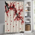 thumbnail image 6 of Red Flowers Shower Curtain Set, Waterproof Shower Curtains for Bathroom, Vintage Chinese Painting Plum Branches Washable Fabric Cloth Bath Curtain for Bathtub Decoration with Hooks 72x78 Inches, 6 of 9