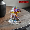 thumbnail image 6 of Rotating acrylic ornament featuring a vibrant stained glass mushroom lamp with delicate mushrooms, detailed brushstrokes, and a captivating mosaic effect on a white background, 6 of 7