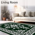 thumbnail image 2 of ODIKA 4'x6' Machine Washable Non-Slip Area Rug, Elegant Floral Damask Luxury Tapestry Craftsmanship High Traffic Rug with Pad, Green, 578490, 2 of 8