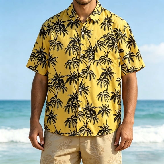 Juesizh Shirts for Men Floral Print Summer Beach Shirt Fashion Casual Short Sleeve Button Down Shirt, S-2XL