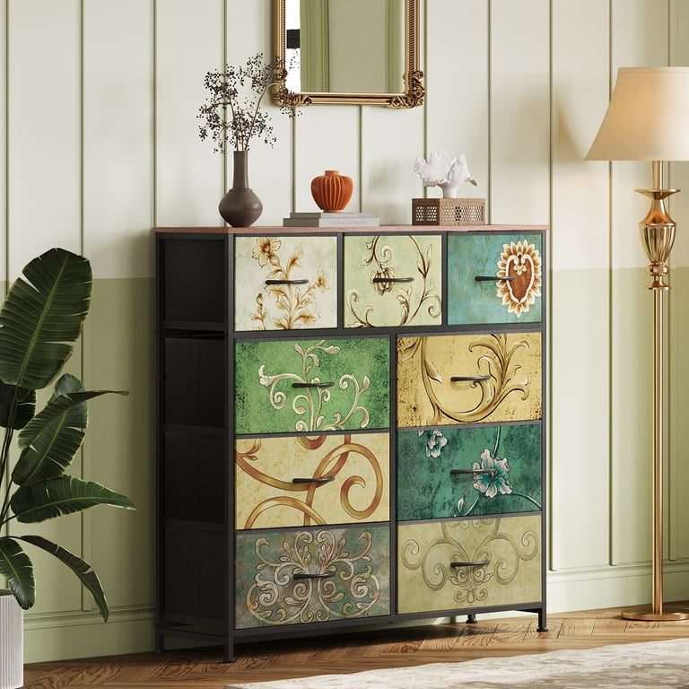 GALAXHERO 9-Drawer Fabric Storage Tower, Floral photo 4