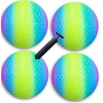 4-Pack Kickball Playground Balls Set Pack of 4 Balls with 1 Pump, Official Size for Dodge Ball, Handball, Camps and Schools (Rainbow2)
