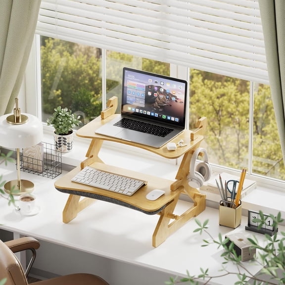 Standing Desk Converter 22 inch Sit Stand Riser with Keyboard Tray for Monitor Laptop