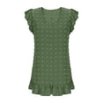 thumbnail image 6 of OSOLU Solid Color Women Casual Dress V-Neck Midi Dress With Cap Sleeve Ruffle Detail For Daily Wear Vacation Beach Spring Summer Dresses Holiday Hawaiian Flowy Sundress, 6 of 8