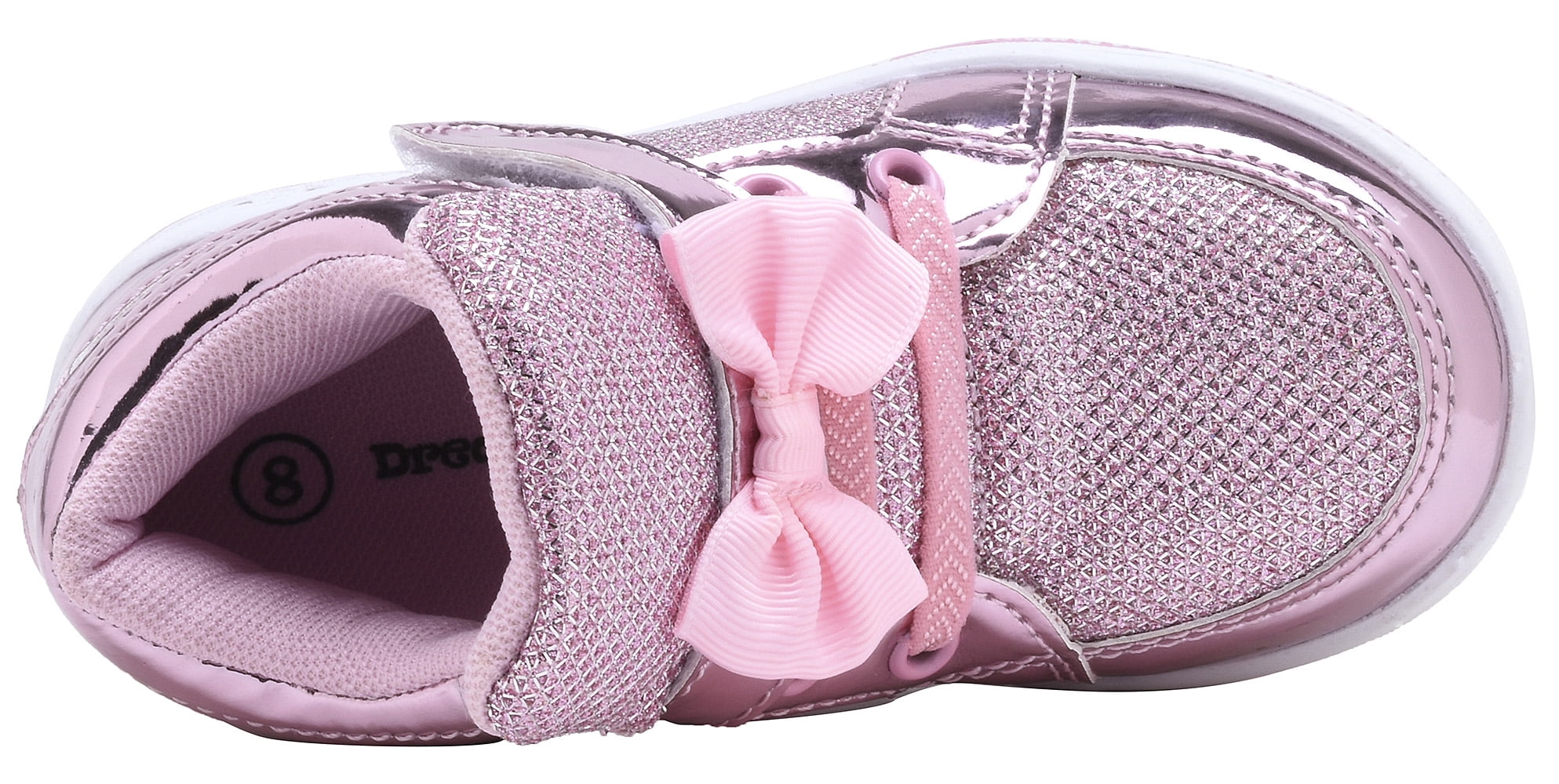 NEWMALL Toddler Glitter Shoes Girls Flashing Cute Bowknot Sneakers (10 Toddler,Pink)