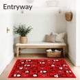 thumbnail image 3 of ODIKA 8'x10' Machine Washable Non-Slip Area Rug, Winter Wonderland Featuring Playful Snowman and Patterned Grid High Traffic Rug with Pad, Red, 732191, 3 of 8