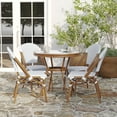 thumbnail image 3 of Merrick Lane Bistro Style Table with Glass Top, White & Gray PE Rattan, 2 Stack Chairs, and Bamboo Finished Metal Frame for Indoor/Outdoor Use, 3 of 10