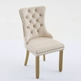 thumbnail image 4 of Dining Chairs Mid-Century Modern Chairs with Lion Head Pull Ring,High-end Tufted Solid Wood Contemporary Velvet Upholstered Dining Chair with Golden Wooden Legs Nailhead Trim 2-Pcs Set,Beige,SW1201BG, 4 of 24