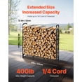 thumbnail image 3 of VEVOR Firewood Rack with Waterproof Cover, 4 ft Outdoor Firewood Holder, 1/4 Cord Storage Metal Log Holder,400lb Max Weight Capacity,Top Covered, PowderCoated Wood Storage Rack for Fireplace Deck, 3 of 9