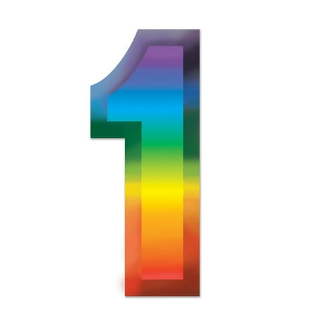 Club Pack of 24 Bright Rainbow 3-D Number "1" Party Decorations 11