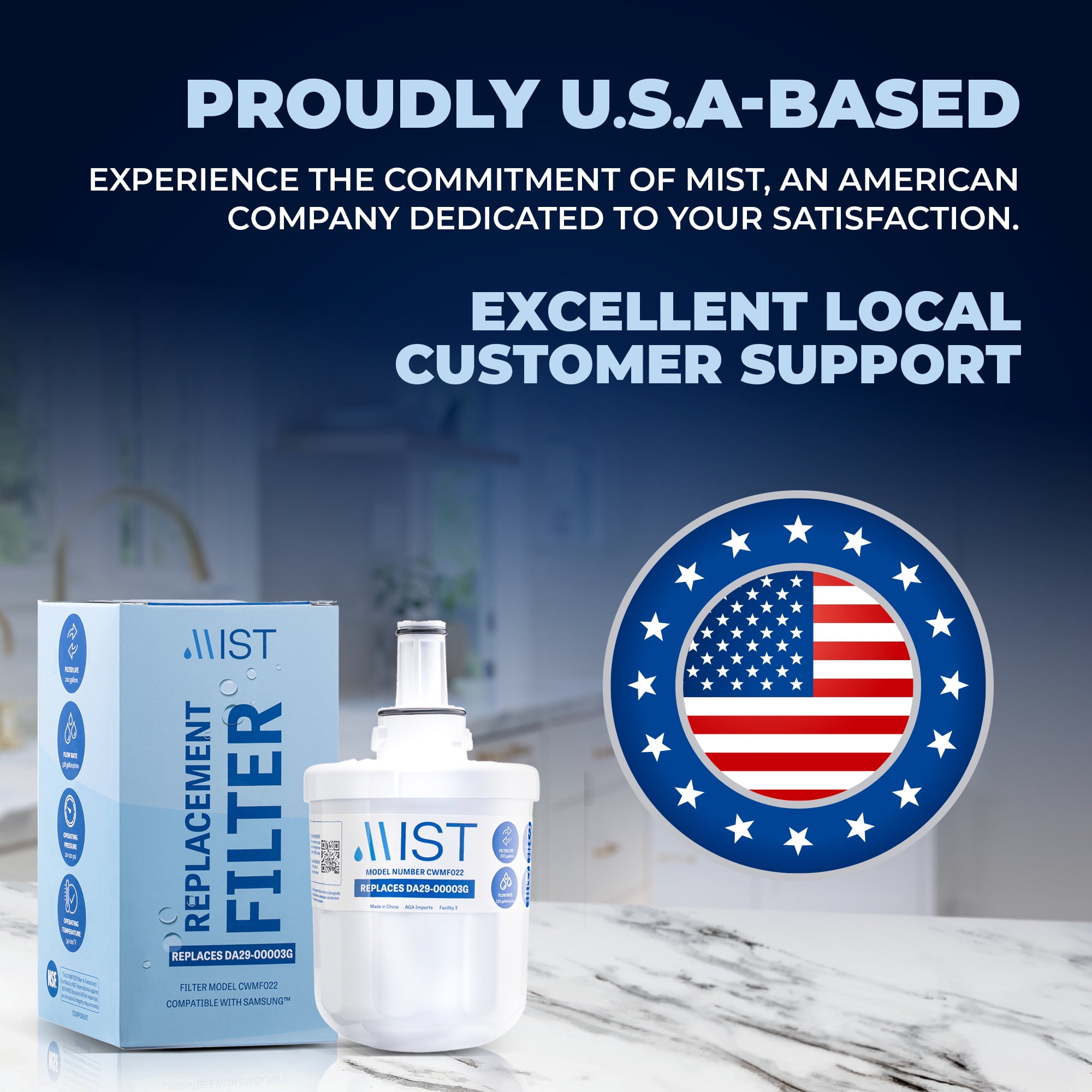 Mist DA29-00003G Refrigerator Water Filter Replacement for Samsung DA29-00003F, HAFCU1 NSF Certified