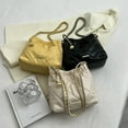 thumbnail image 4 of Bolso de hombro de la moda del bolso de mano del cuero de la PU de la cuerda que tira, bolso del cubo del hombro de la textura del bolso de cadena rómbica beige, 4 of 5