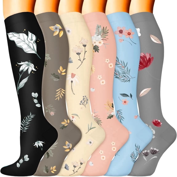 Tinylemon 6 Pairs Compression Premium Sports Socks for Women & Men Athletic Running Hiking Comfortable Lightweight Fabric Moisture Wicking Closed Toe Design